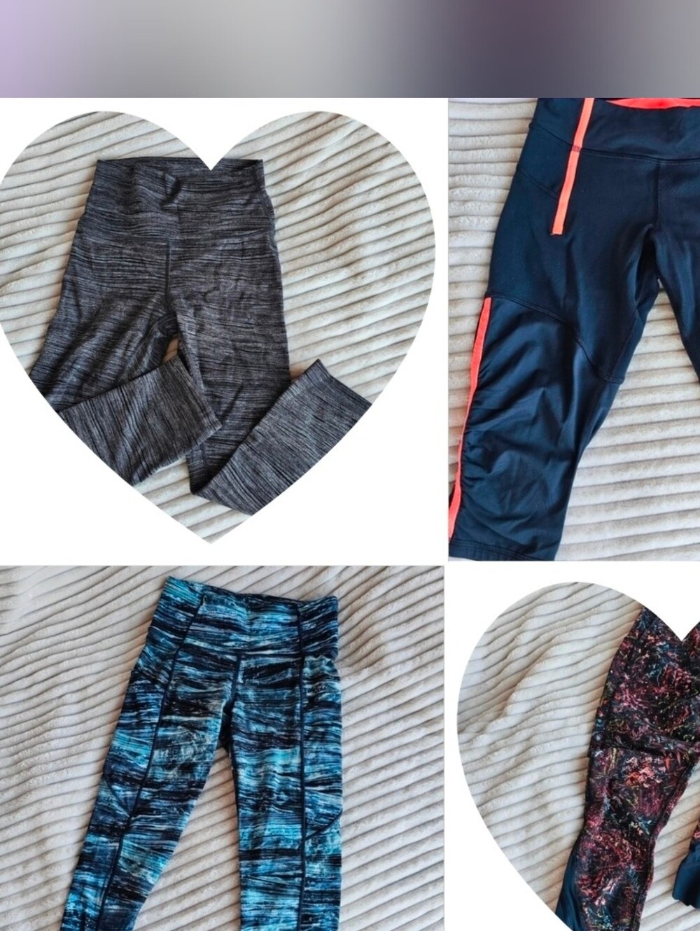 4 Lululemon Leggins Sz-4  Black Multi-Color Print Active Leggings